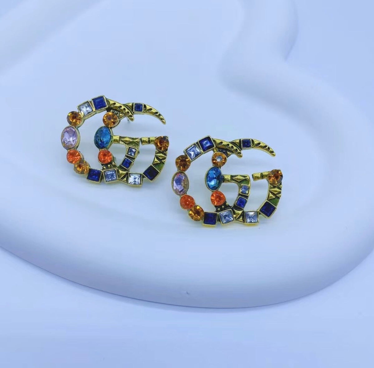 Colorful Gg gold earrings