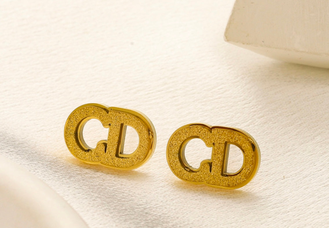 Glitter gold cd earrings