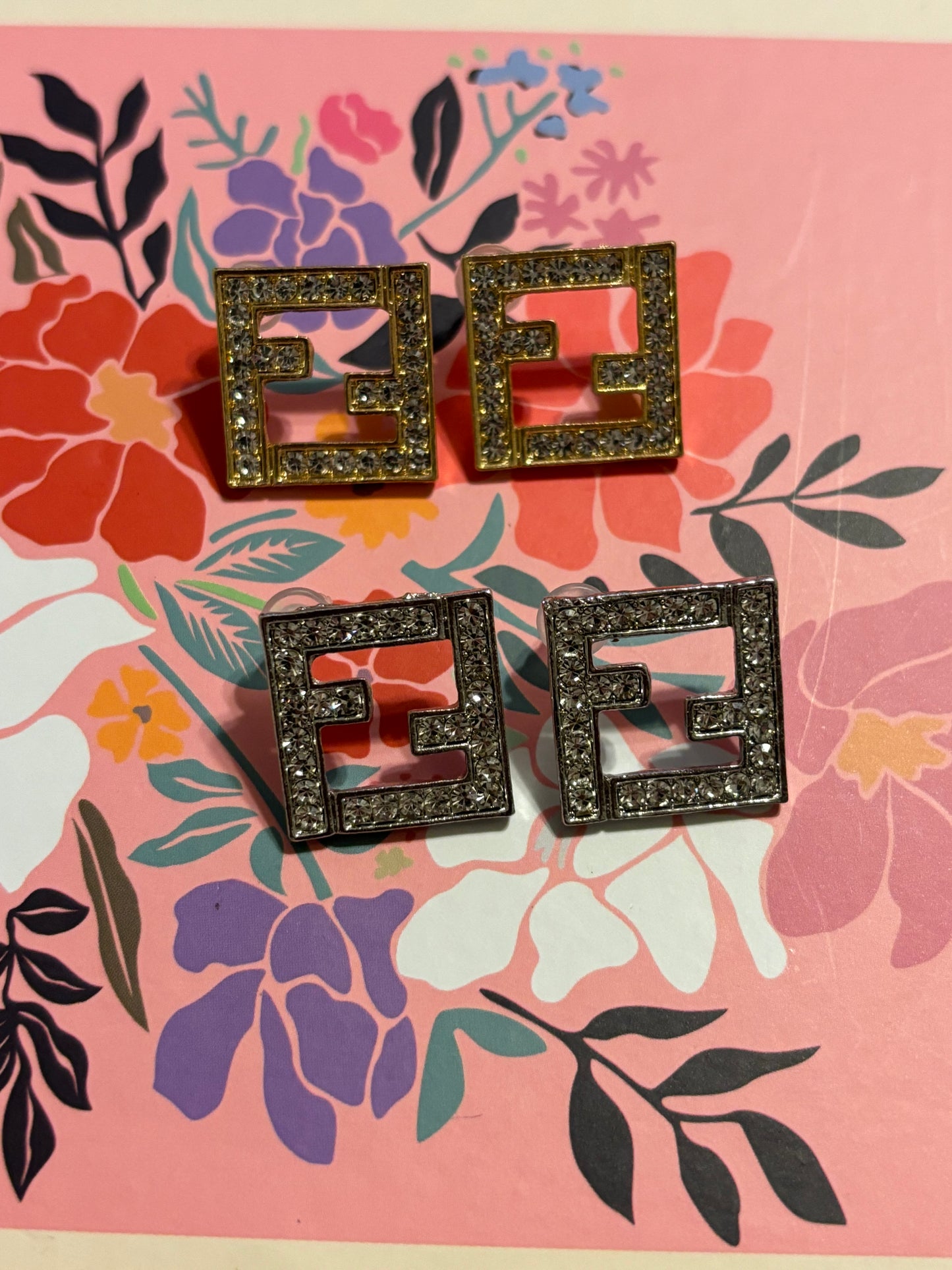 Square fendi earrings