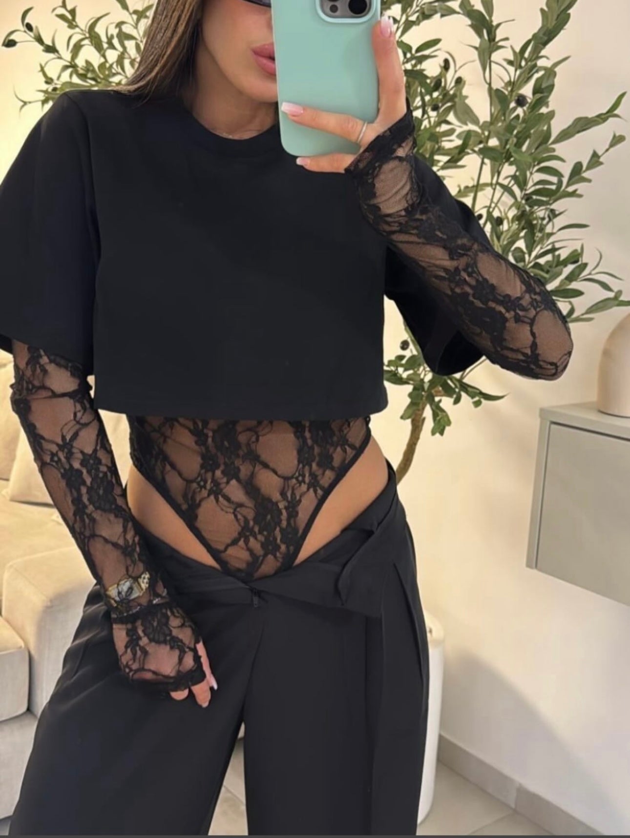 Cristina black laced bodysuit