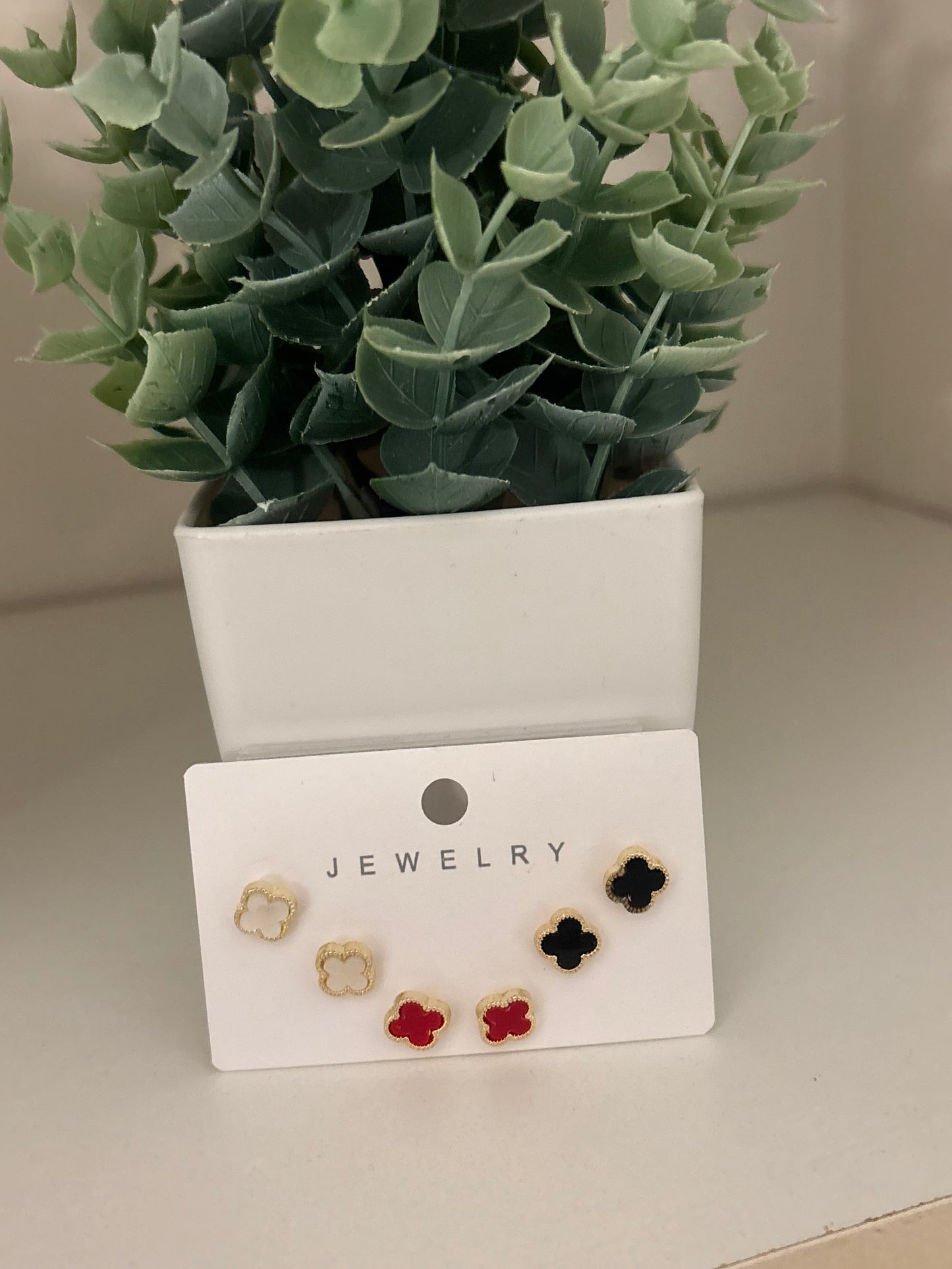 3 piece 3 color clover earrings