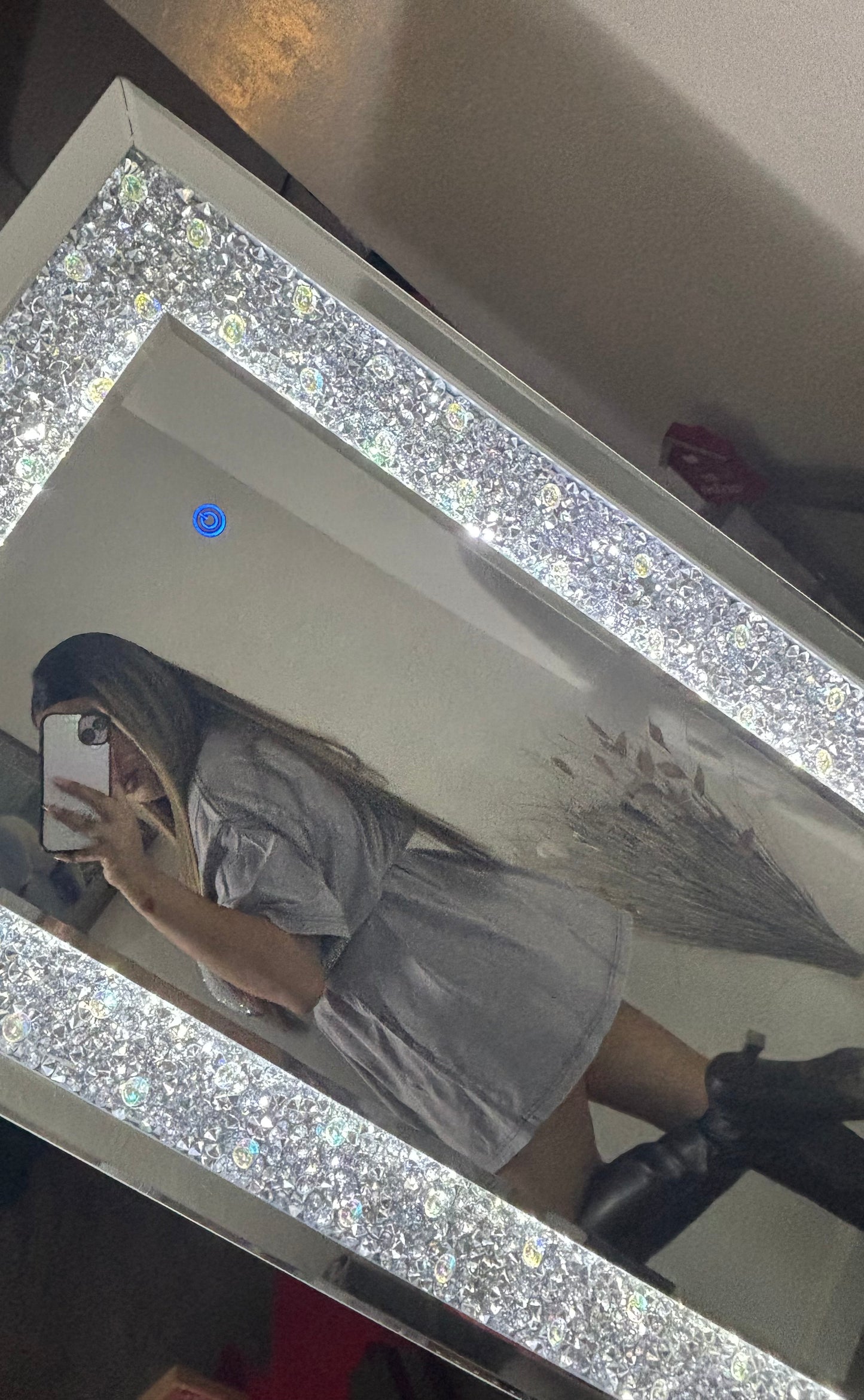 Grey rhinestone oversized top!