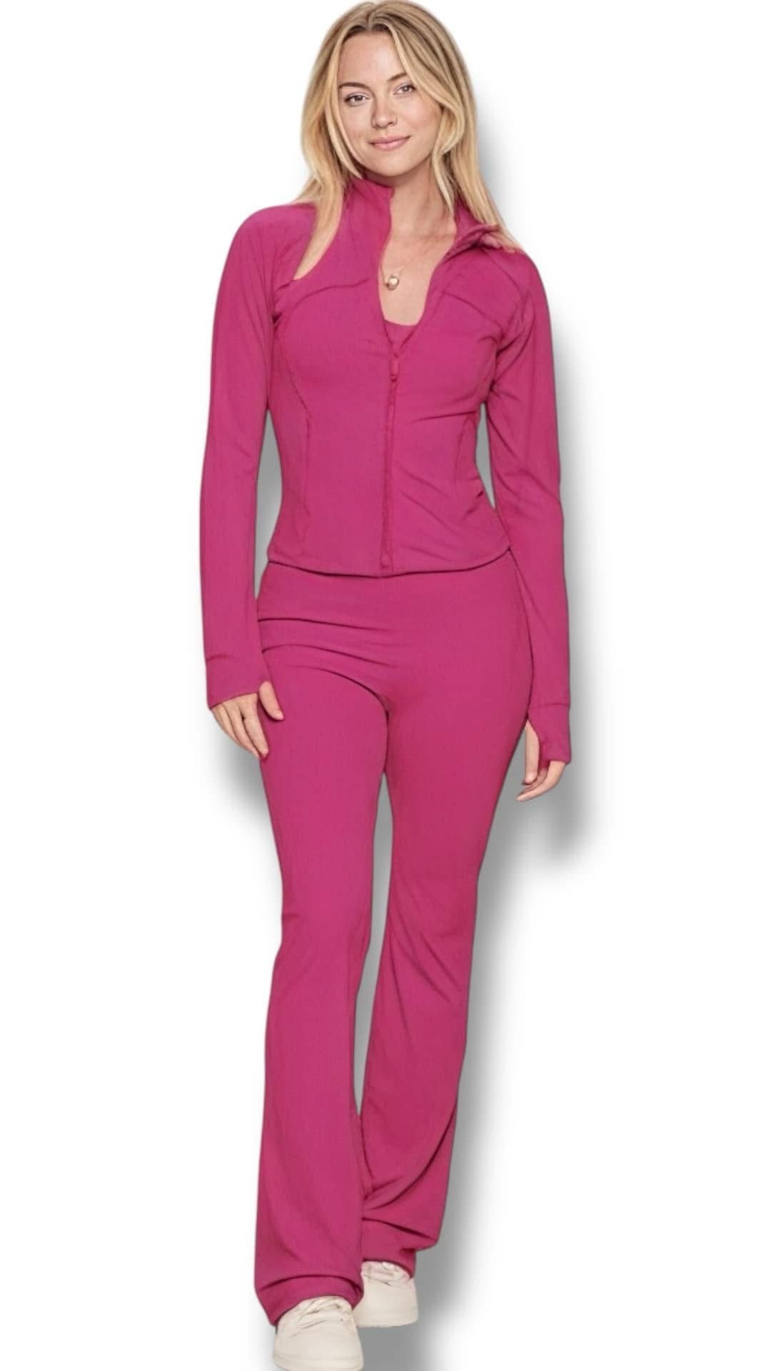 Magenta blk yoga set