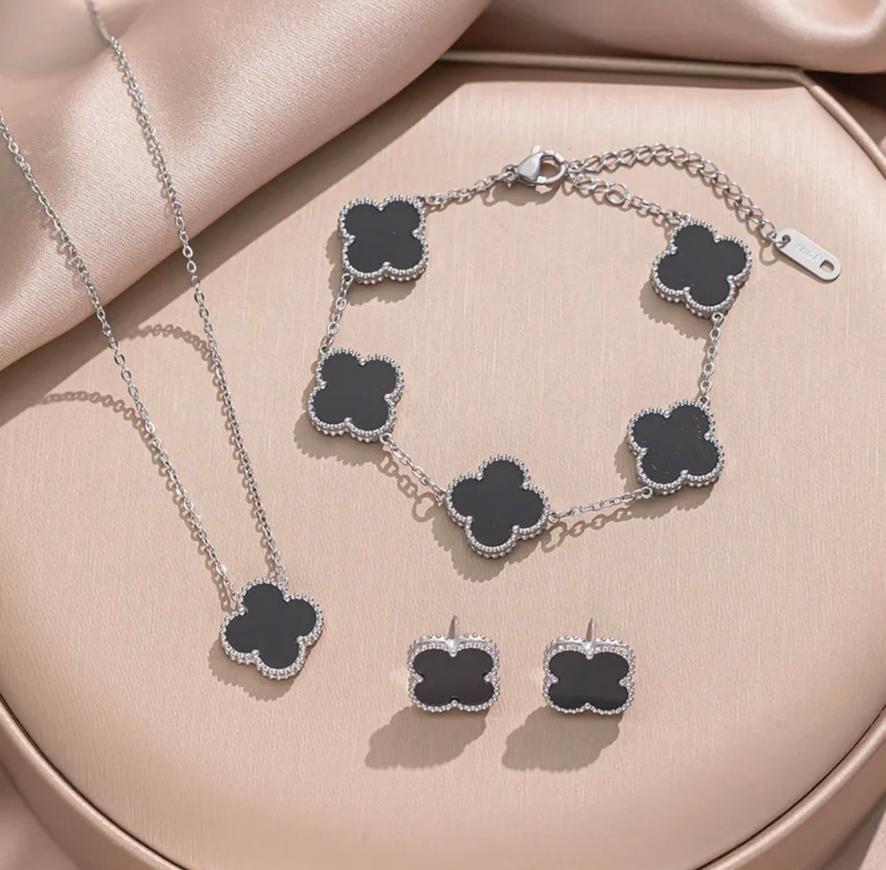Black & silver clover set