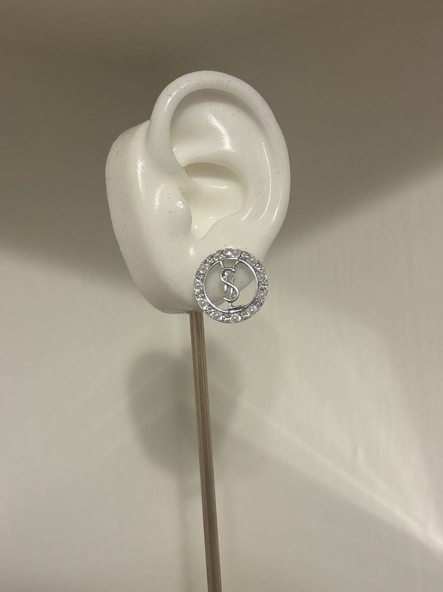 Circle ysl silver earrings