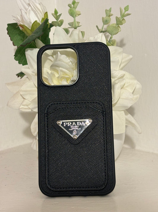 Black pra leather phone case