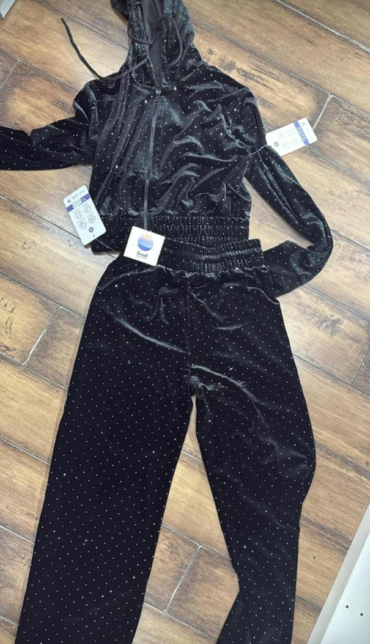 Rhinestone black 2 piece set