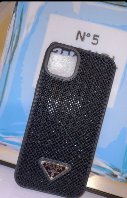 Diamond black Prada phone case