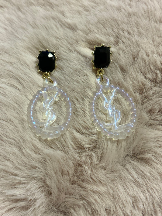 Ysl clear earrings