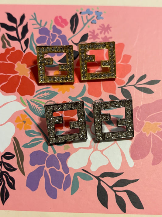 Square fendi earrings