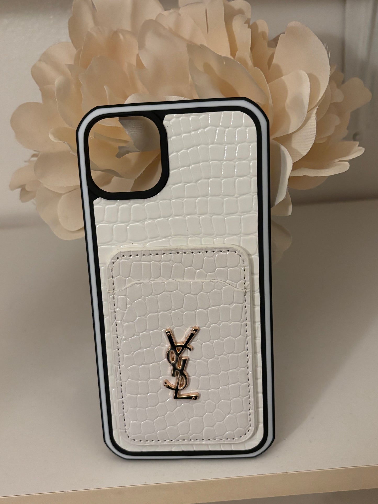 Ysl cream crocodile phone case