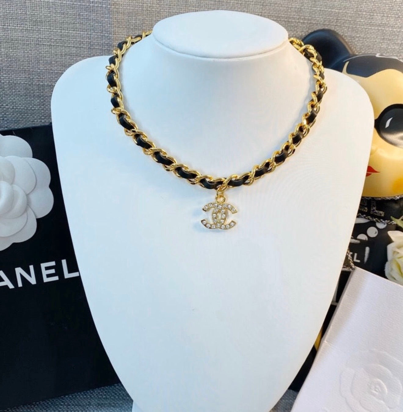 Golden & black Cc necklace
