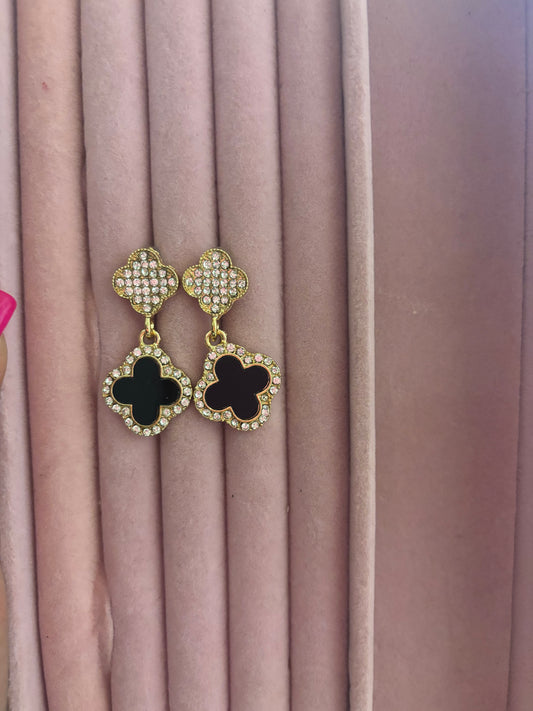 Luxe clover long earrings