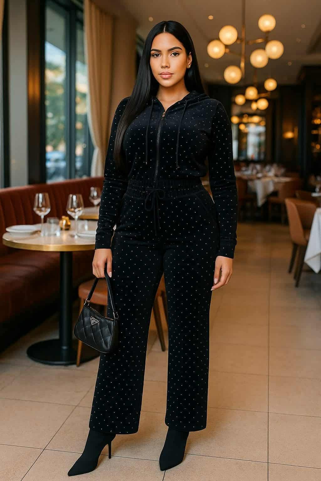 Rhinestone black 2 piece set
