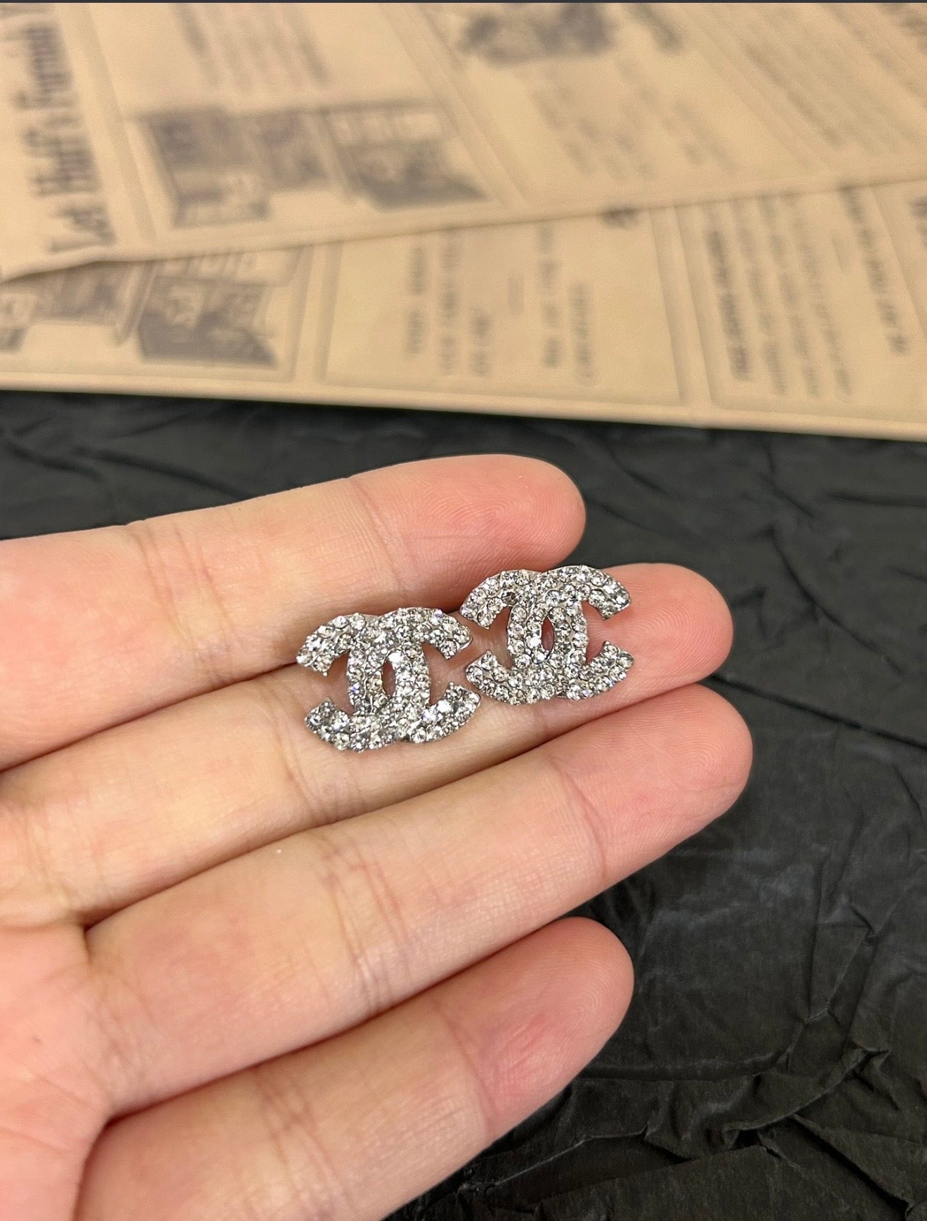 Cc silver all over earrings